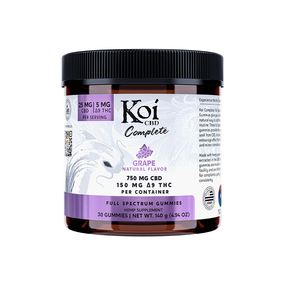 Koi 30 count Full Spectrum CBD and THC gummies in Grape