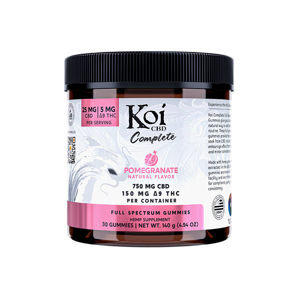 Koi 30 count Full Spectrum CBD and THC gummies in Pomegranate