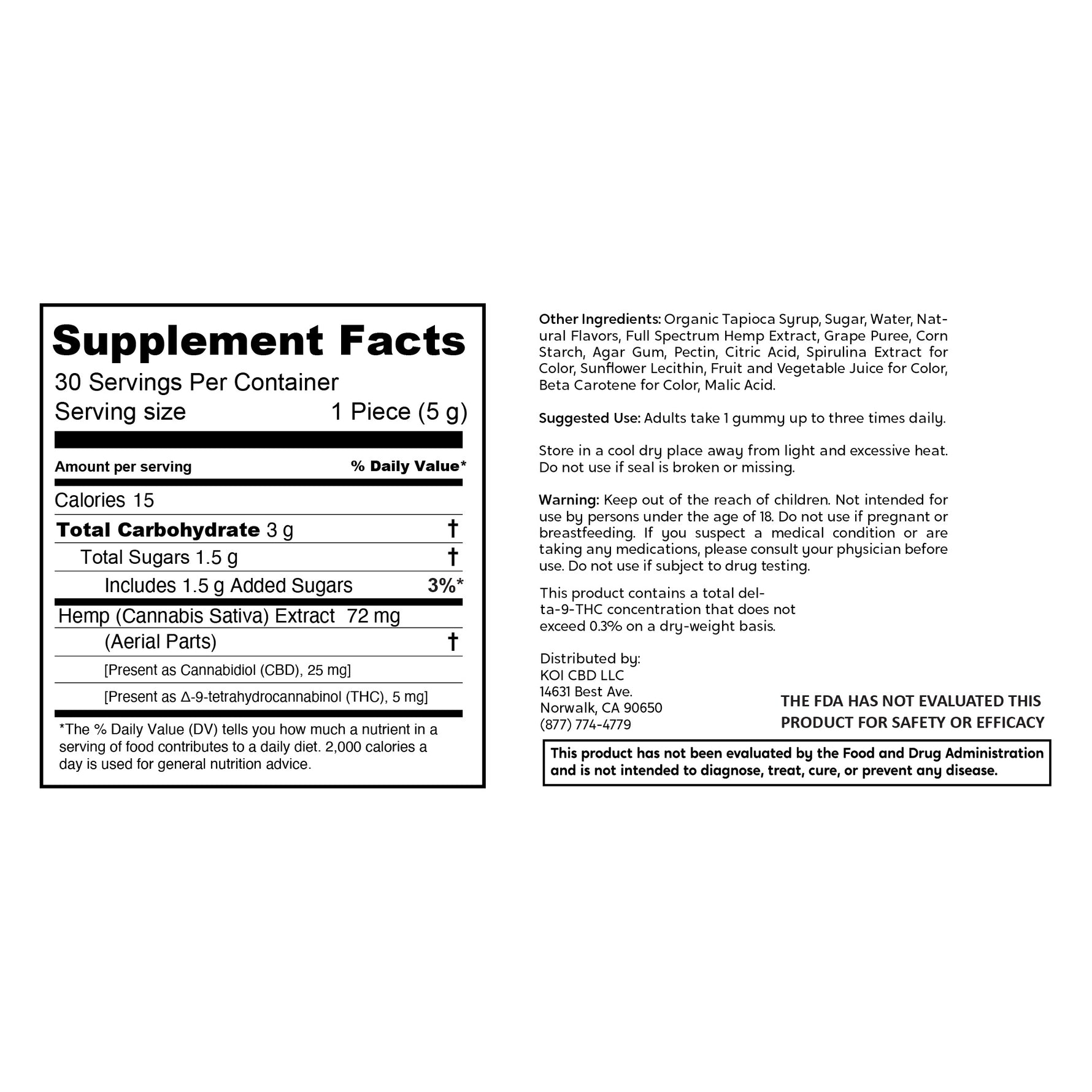 Koi 30 count Full Spectrum CBD and THC gummies