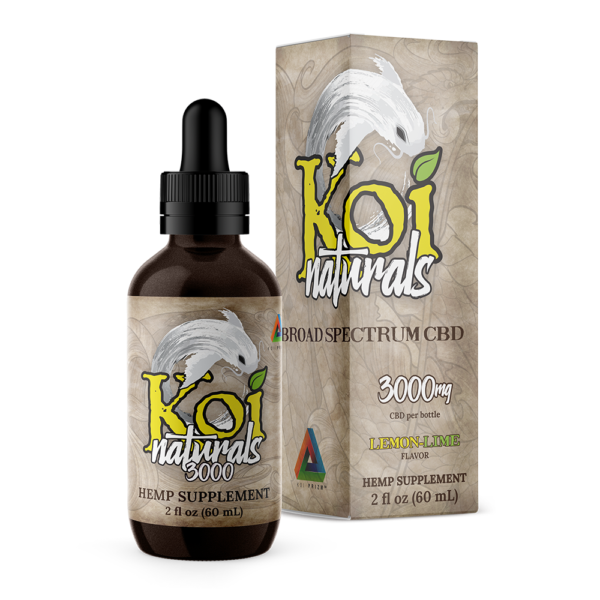 Koi Naturals Broad Spectrum CBD Tinctures in Lemon Lime with 3000 mg CBD