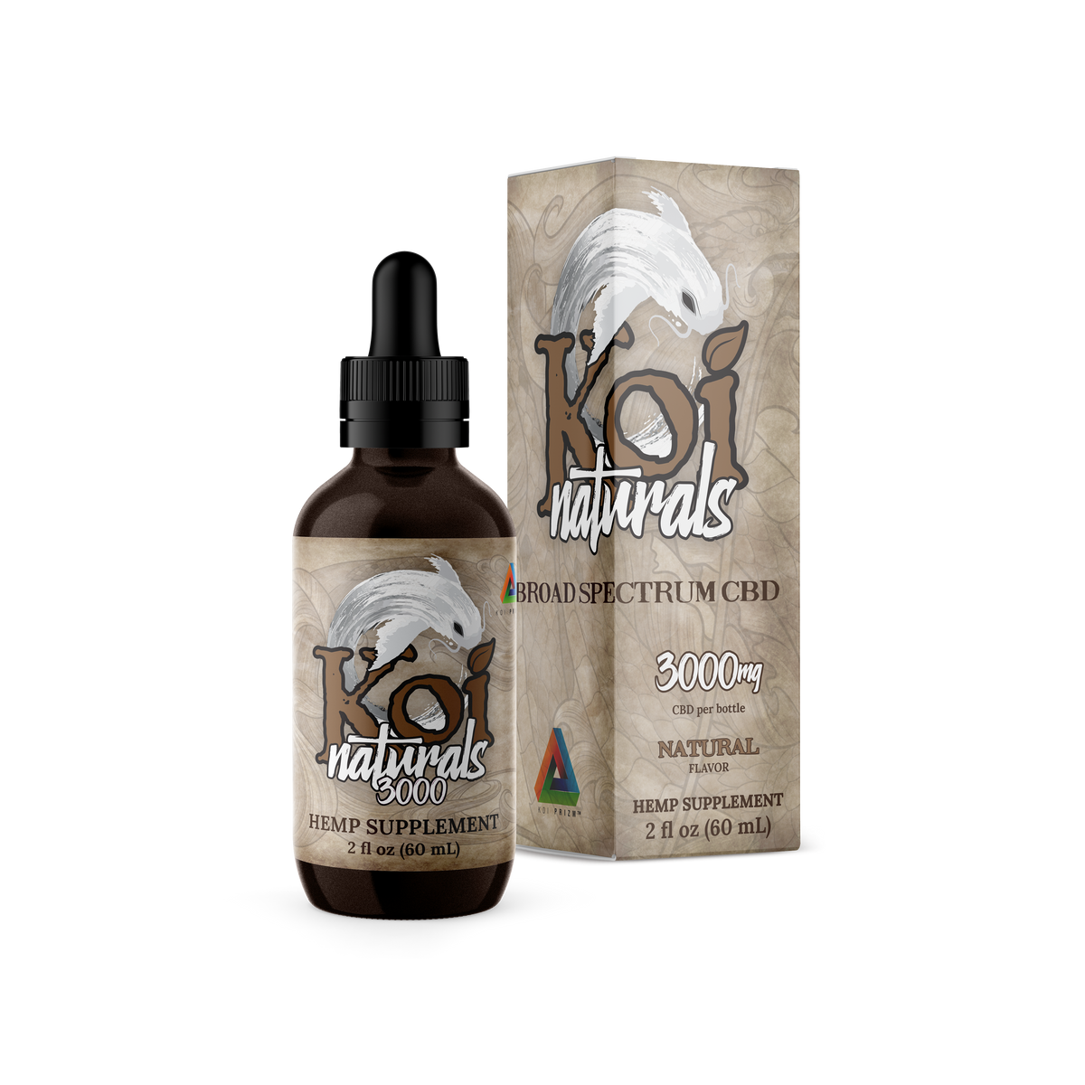 Koi Naturals Broad Spectrum CBD Tinctures in Natural with 3000 mg CBD