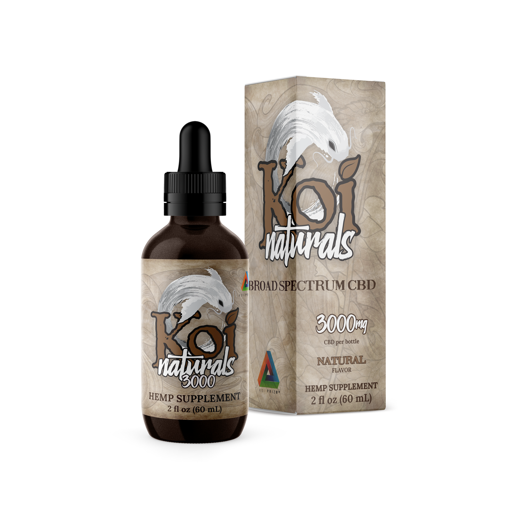 Koi Naturals Broad Spectrum CBD Tinctures in Natural with 3000 mg CBD