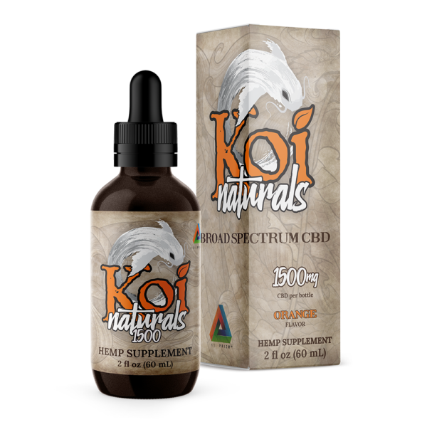 Koi Naturals Broad Spectrum CBD Tinctures in Orange with 1500 mg CBD