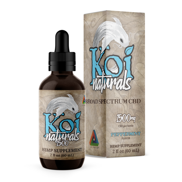 Koi Naturals Broad Spectrum CBD Tinctures in Peppermint with 1500 mg CBD