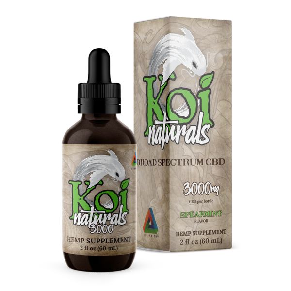 Koi Naturals Broad Spectrum CBD Tinctures in Spearmint with 3000 mg CBD