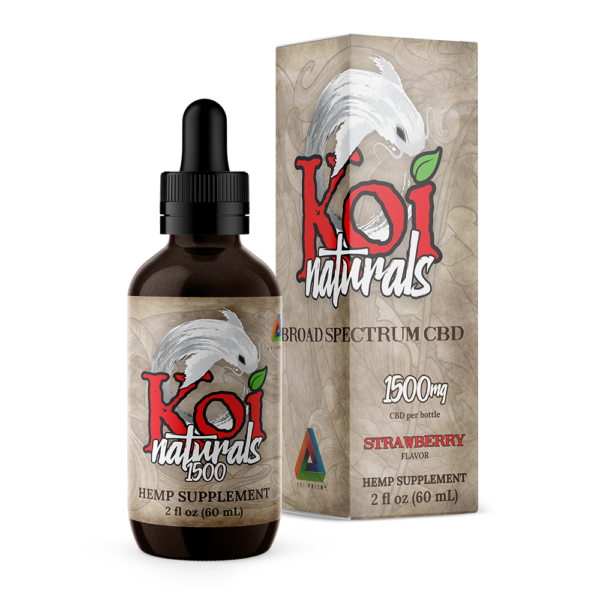 Koi Naturals Broad Spectrum CBD Tinctures in Strawberry with 1500 mg CBD