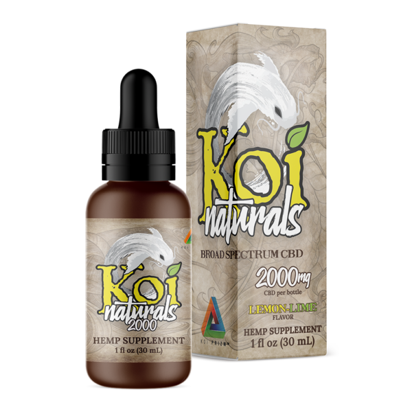 Koi Naturals Broad Spectrum CBD Tinctures in Lemon Lime with 2000 mg CBD