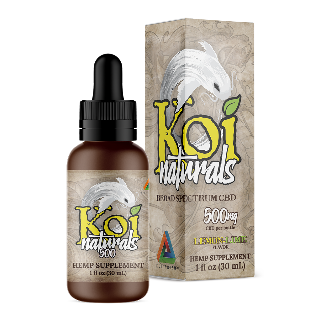 Koi Naturals Broad Spectrum CBD Tinctures in Lemon Lime with 500 mg CBD