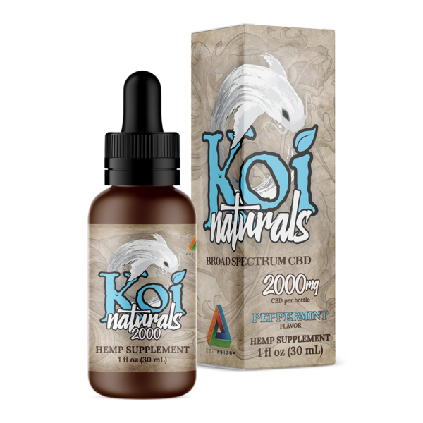 Koi Naturals Broad Spectrum CBD Tinctures in Peppermint with 2000 mg CBD