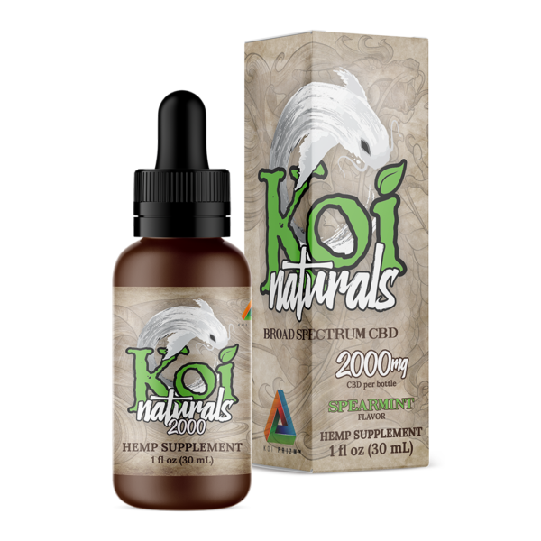 Koi Naturals Broad Spectrum CBD Tinctures in Spearmint with 2000 mg CBD