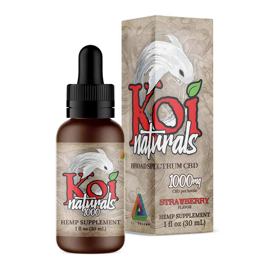 Koi Naturals Broad Spectrum CBD Tinctures in Strawberry with 1000 mg CBD