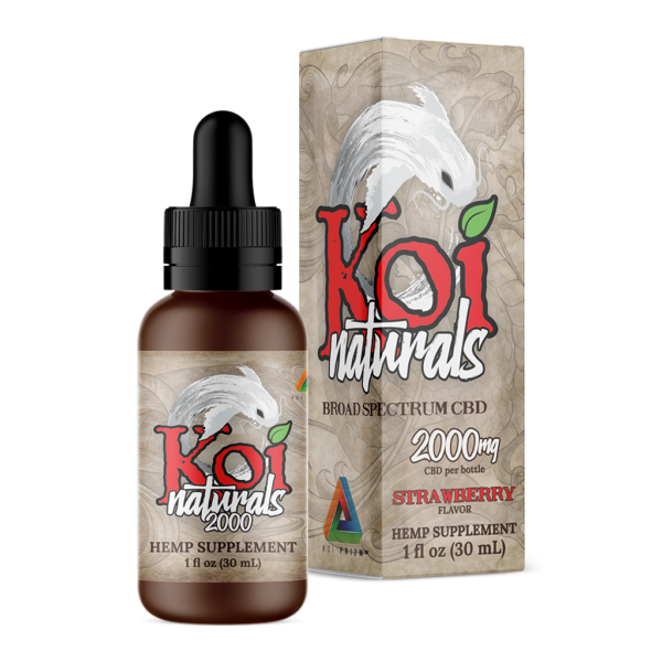 Koi Naturals Broad Spectrum CBD Tinctures in Strawberry with 2000 mg CBD