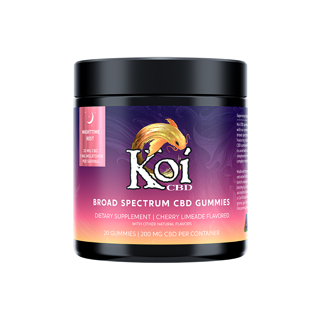 Night time CBD gummies by Koi CBD 20 count jar