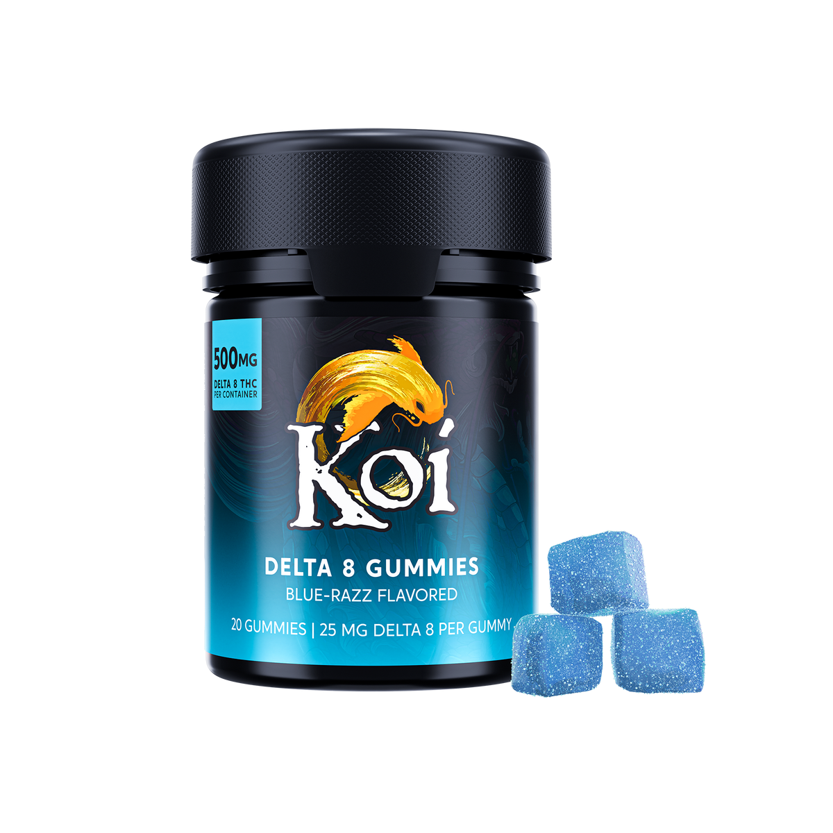 20-count Koi Delta 8 THC Gummies in Blue Razz flavor