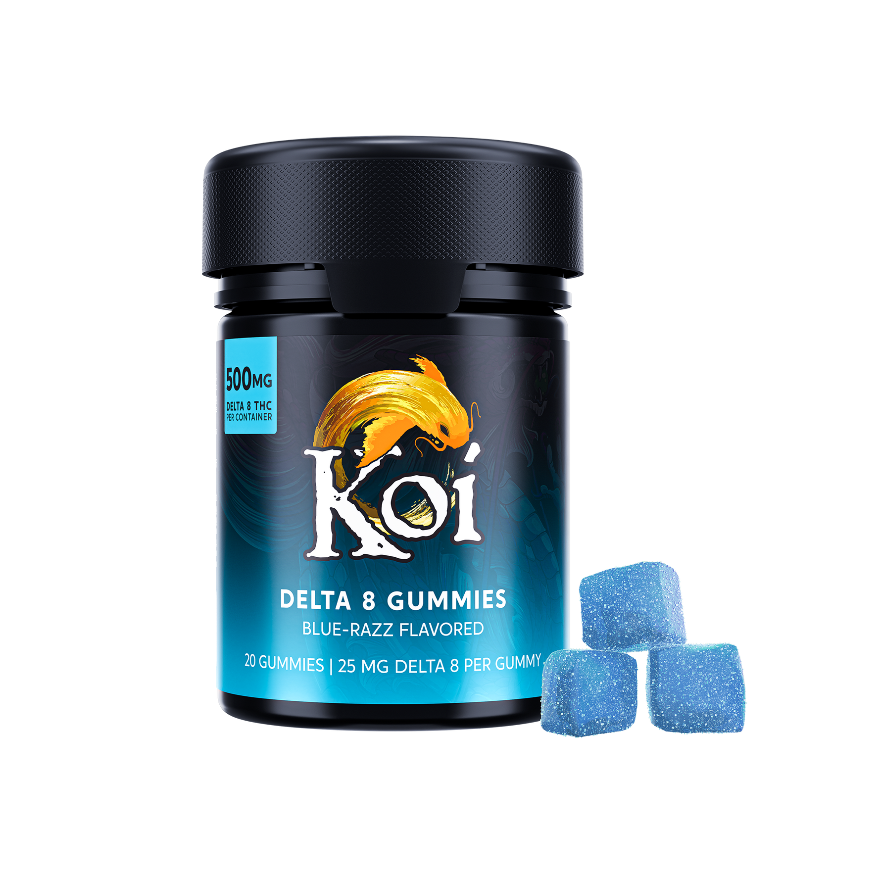 20-count Koi Delta 8 THC Gummies in Blue Razz flavor
