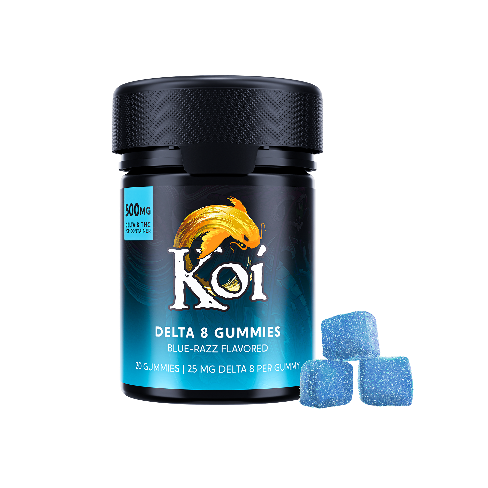 20-count Koi Delta 8 THC Gummies in Blue Razz flavor
