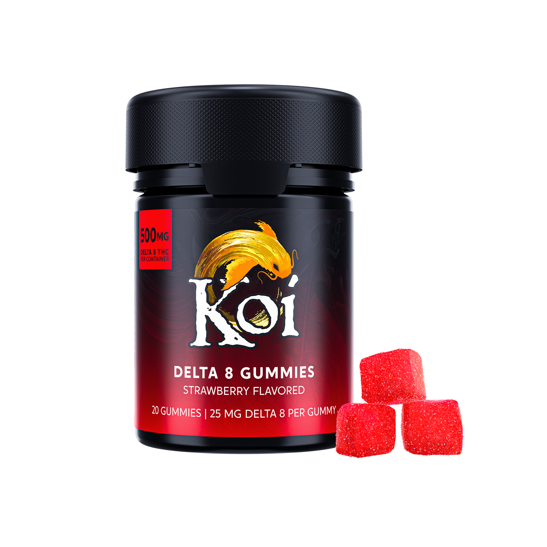 20-count Koi Delta 8 THC Gummies in Strawberry flavor