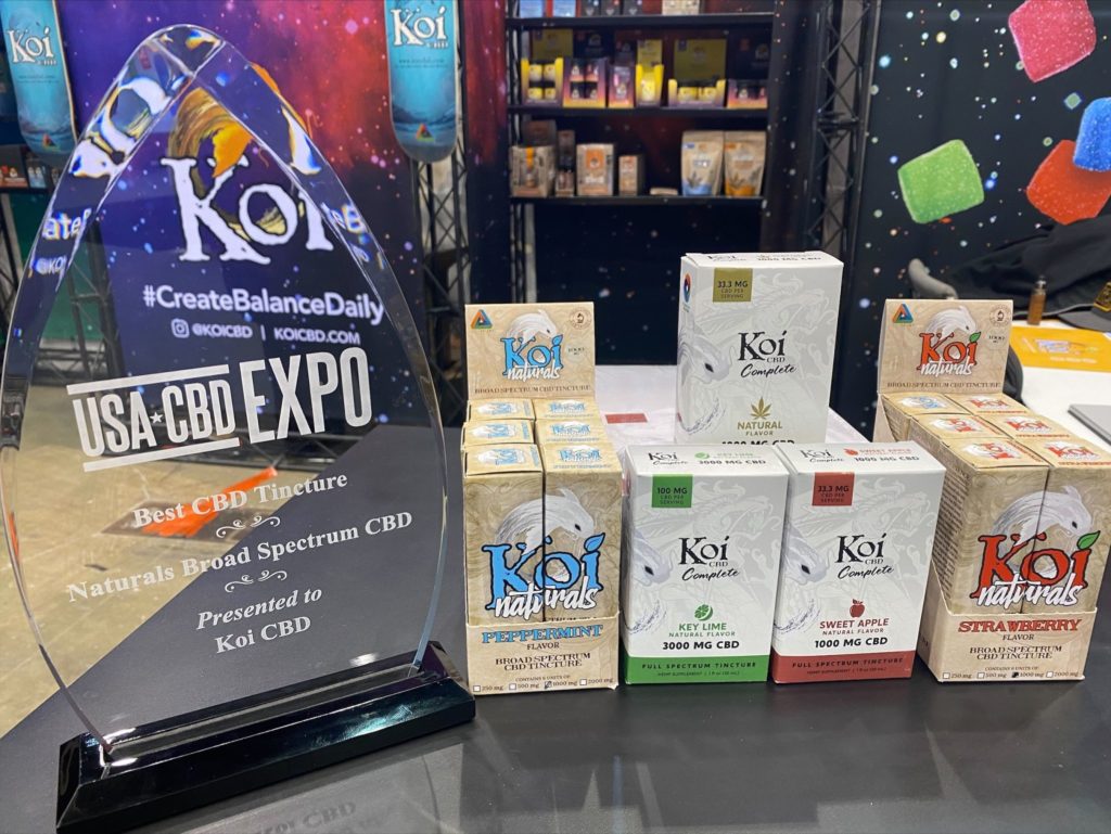 Koi Natural Broad Spectrum Tincture was awarded Best CBD Tincture at the USA CBD Expo Excellence Awards