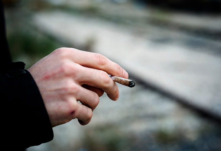 smoking hemp joint